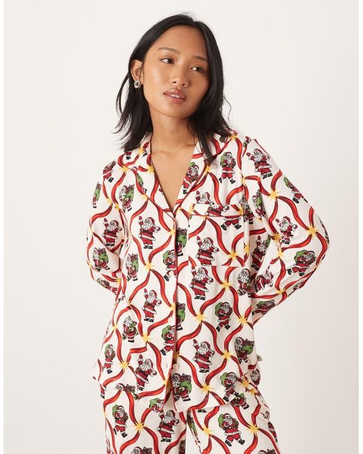 Chelsea Peers White Chelsea Peers Exclusive Petite Poly Long Sleeve Revere Pyjama Set