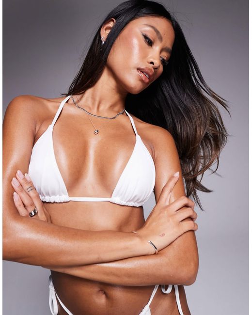 ASOS White Maya Mix And Match Tie Back Triangle Bikini Top