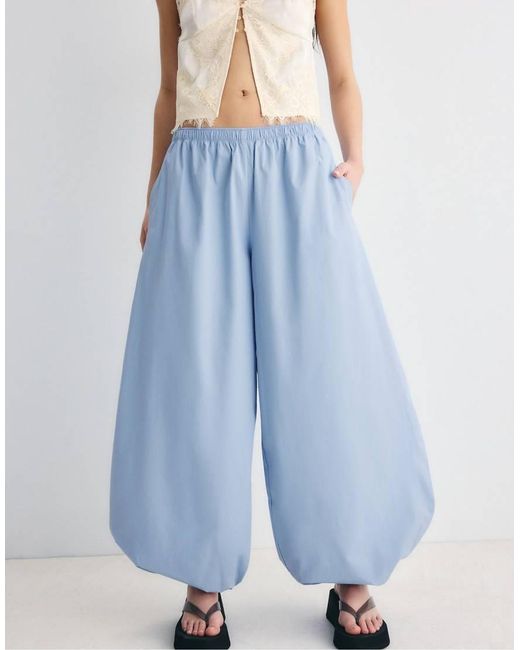 Stradivarius Blue Poplin Volume Trousers