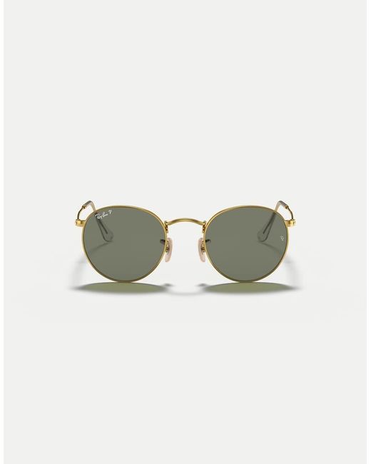 Ray Ban Ronde Ray-Ban Round Metal Round Polarised Sunglasses With Lens in Green for ...