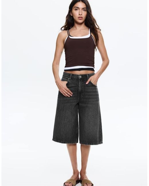 Pull&Bear Black Low Rise Baggy Jorts