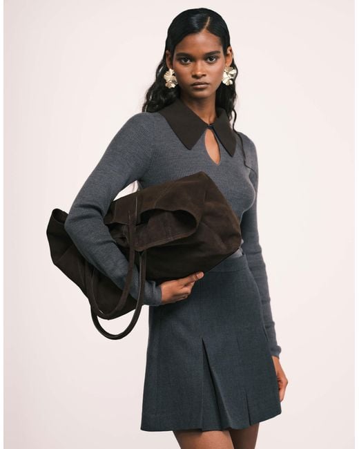 ASOS Black – premium – verstärkte tragetasche aus wildleder
