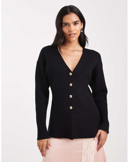 Miss Selfridge Black Knit Waisted Cardigan