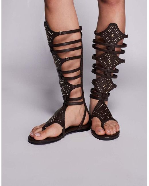 Public Desire Brown Rome Gladiator Sandals