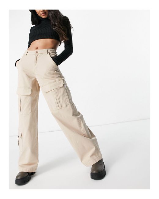 Bershka Organic Cotton Wide Leg Cargo 
