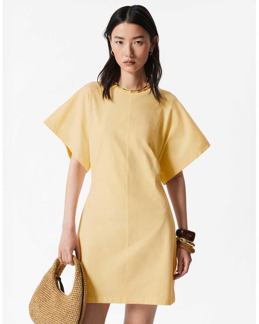 & Other Stories Natural Mini Jersey T-shirt Dress With Short Kimono Sleeves