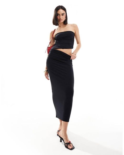 Gonna Midi Nera Modellante Nera di Pull&Bear in Blue