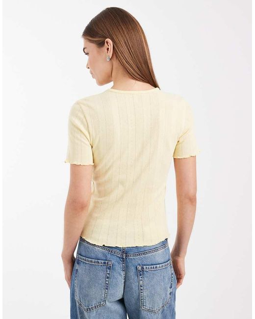 ONLY Blue Pointelle Lettuce Edge Top