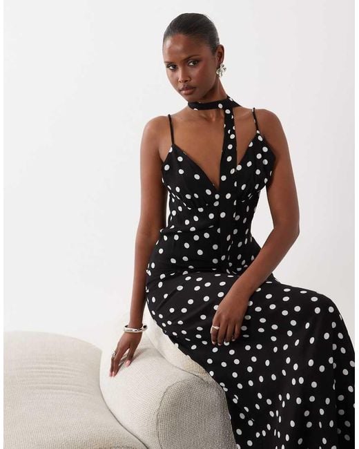 Vero Moda Black Cami Maxi Dress With Scarf Neck Detail