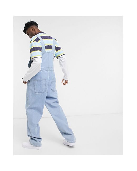 ASOS baggy Denim Dungaree in Blue for 