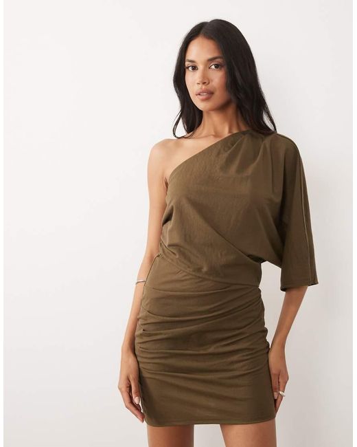 ASOS Natural Linen Look Jersey Mini Dress