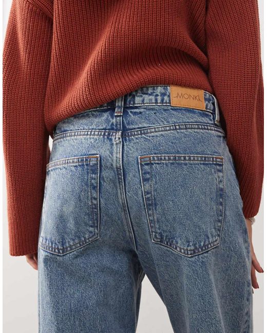 Monki Blue Naoki Low Rise Loose Fit Jeans