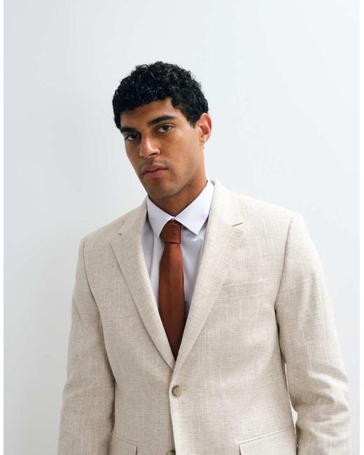 Abercrombie & Fitch Natural Crosshatch Single Breasted Blazer Co-Ord for men