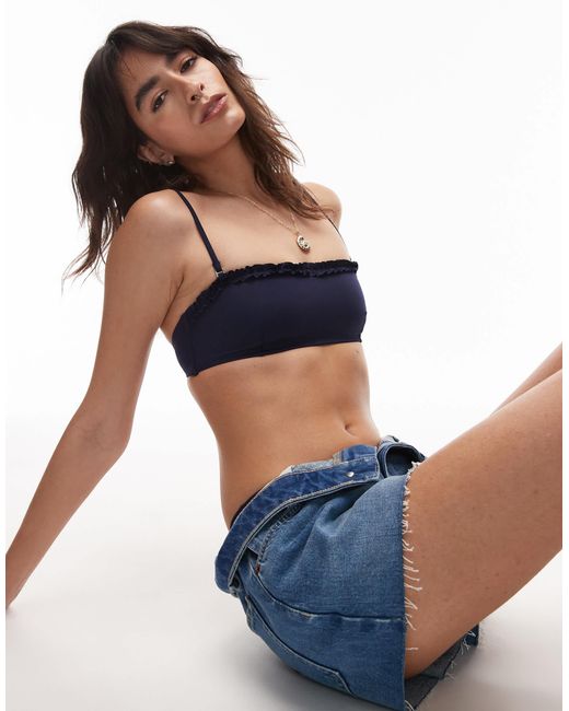 ARKET Blue Mix & Match Frill Square Neck Bikini Top