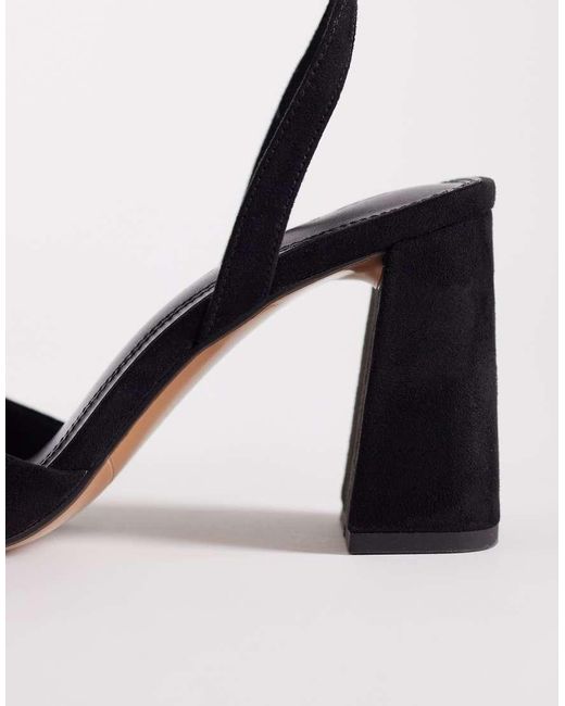 ASOS White Wide Fit Honour Barely There Mid Height Block Heel Sandals