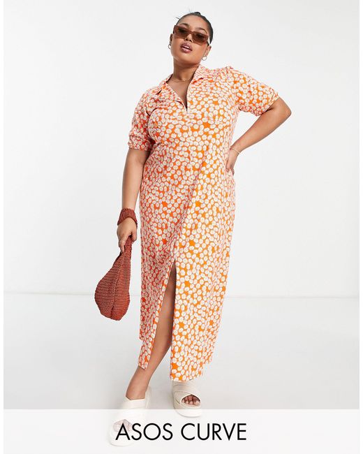 ASOS Curve Ultimate Midi Tea Dress in Red Lyst