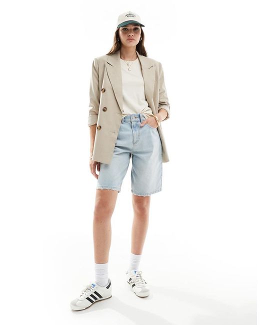 Pieces White Cotton T-Shirt With Fold Up Detail