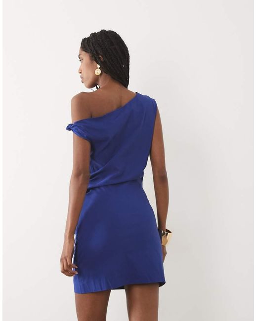 Mango Blue Asymmetric Mini Dress