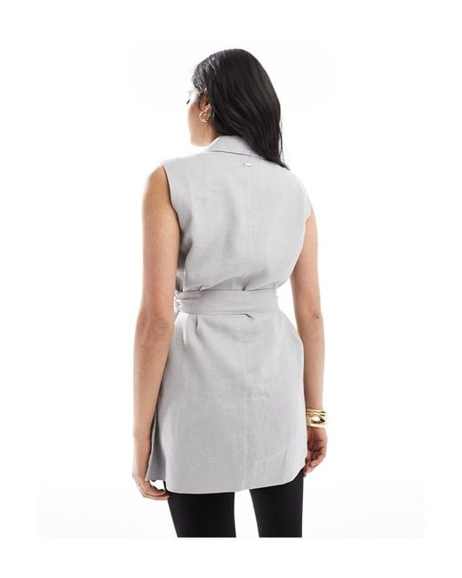 Armani Exchange Gray Linen Belted Vest