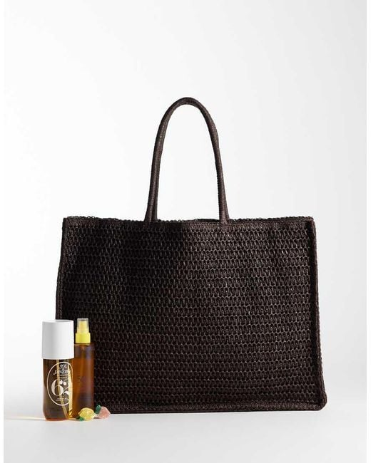 Mango Black Woven Shoulder Bag