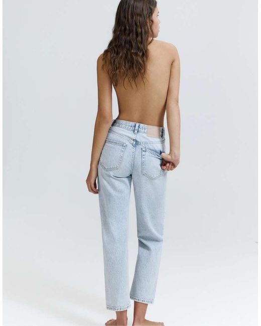 Pull&Bear Blue Ripped Mom Fit Jeans