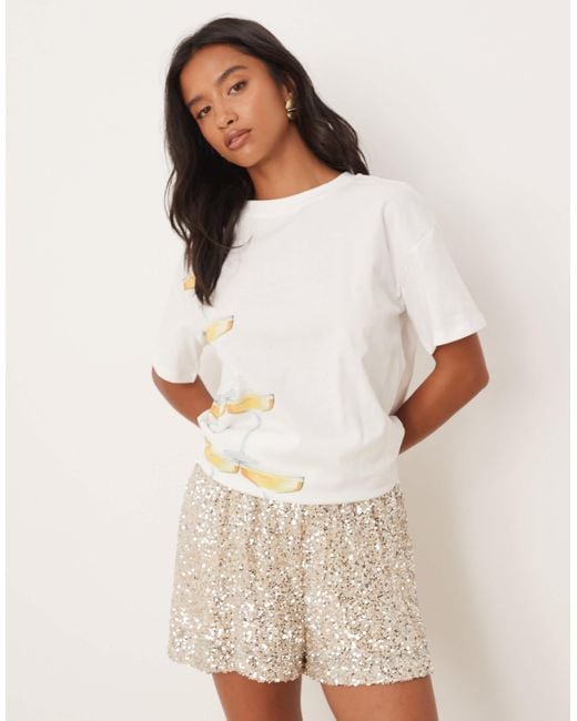 Never Fully Dressed Natural Petite Sequin Shorts
