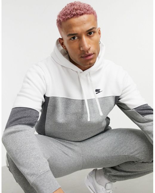 Nike White Colourblock Hoodie for men