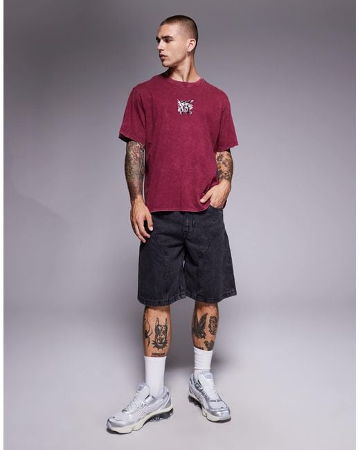 T-shirt oversize à imprimé au dos - bordeaux ADPT pour homme en coloris Red