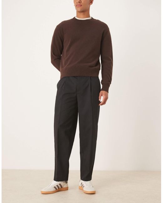 Pantalon habillé coupe oversize fuselée en pur coton ASOS pour homme en coloris Black