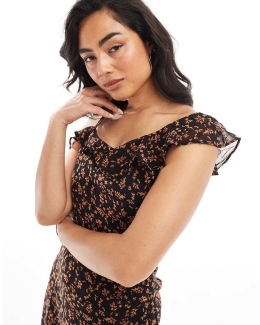 Glamorous Black Asymmetric Ruffle Mini Dress