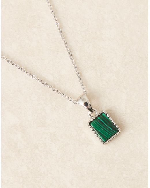 ASOS Metallic Semi-precious Malachite Pendant Necklace for men