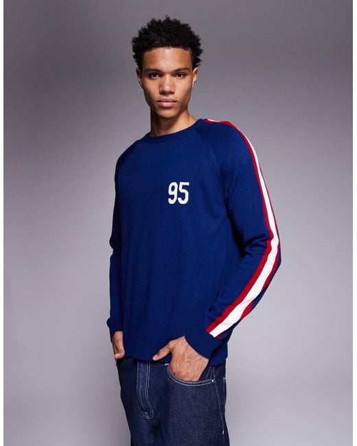 ASOS – relaxed-fit-strickpullover in Blue für Herren