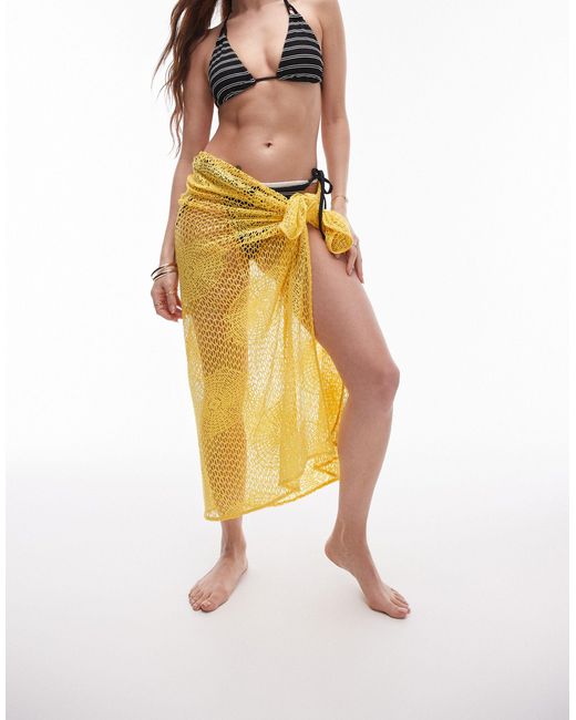 TOPSHOP Yellow – gehäkelter strand-sarong