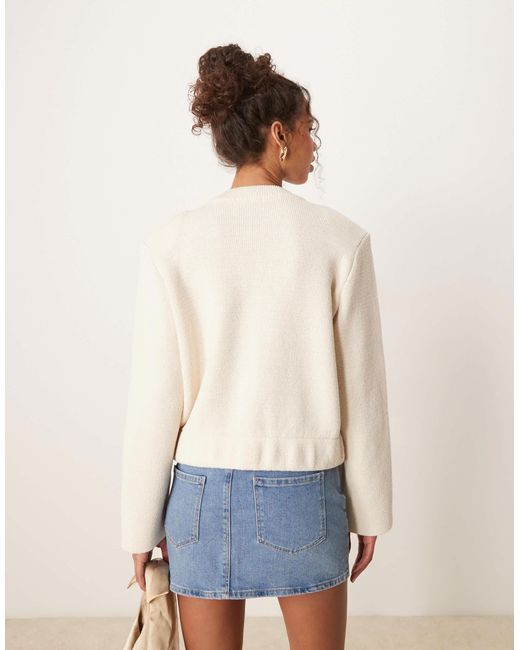 Aware Natural Knitted Button Down Bomber Jacket
