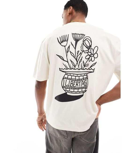 Camiseta extragrande con estampado abstracto en la espalda ASOS de hombre de color White