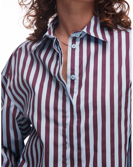 Camicia Super Oversize Taglio Lungo di TOPSHOP in Blue