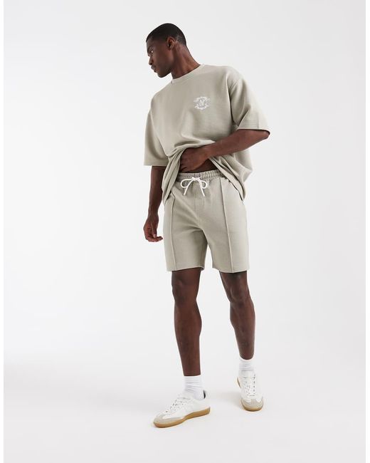 ASOS Natural Slim Smart Textured Jersey Shorts for men