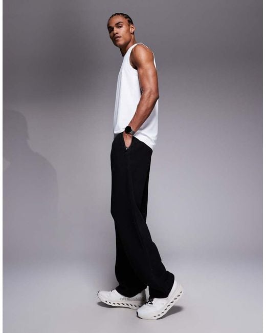 4505 Black Icon Rest Day Heavyweight 440gsm Cotton Wide Leg jogger With Zip Pockets for men