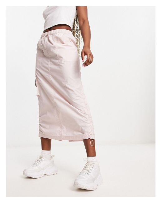 ASOS Side Ruched Cargo Maxi Skirt in White Lyst UK