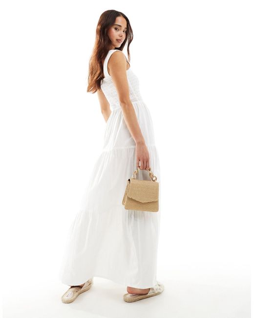 esmé studios White Esmee Exclusive Shirred Waist Maxi Summer Dress