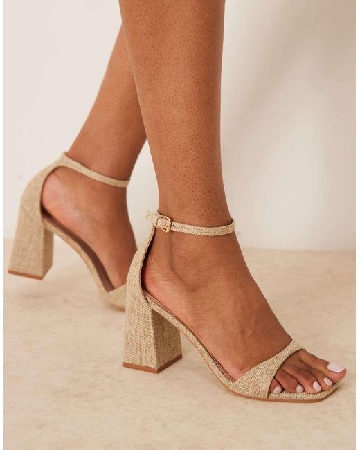 Raid Brown Niya Mid Block Heeled Sandals
