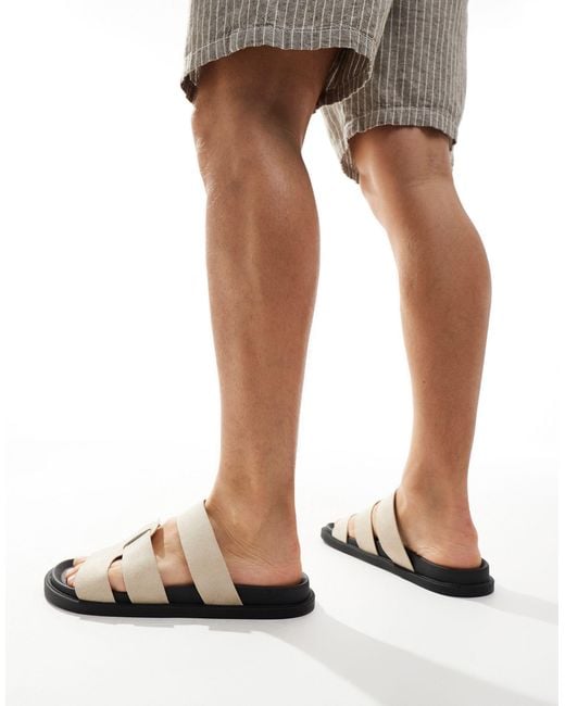 ASOS Natural Cross Strap Sandals for men