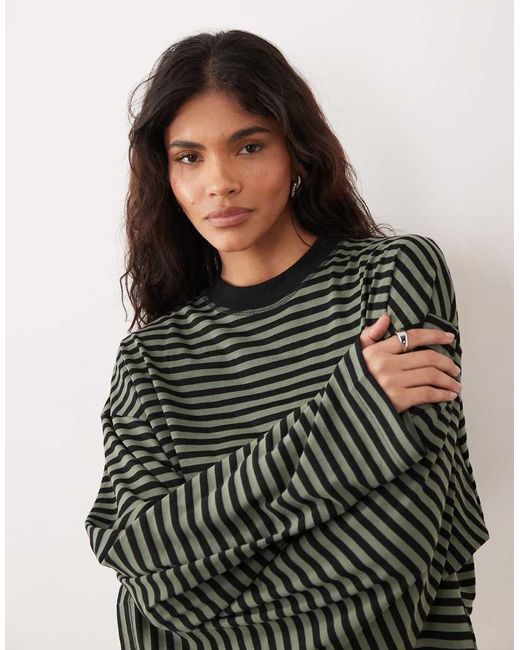 Lioness Black Bloom Cotton Blend Long Sleeve Crew Neck Boxy T-shirt