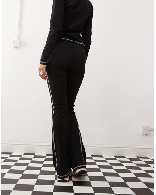 Collusion Black Extreme Length legging Kick Flare With Side Stripe