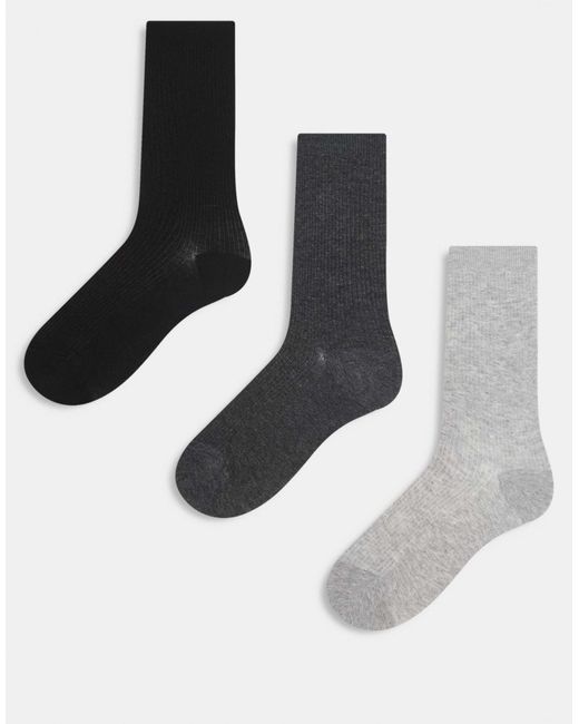ARKET Black – 3er-pack gerippte baumwollsocken