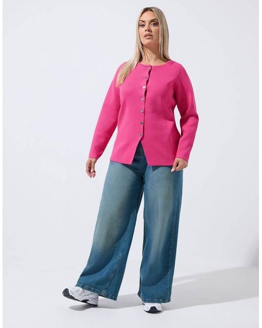 Yours Clothing Pink Long Sleeve Knitted Top