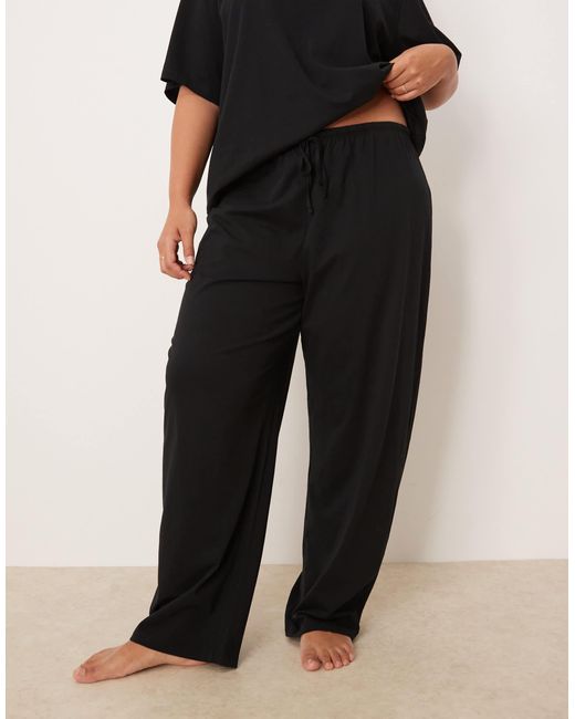 ASOS Black Asos Design Curve Mix & Match Cotton Pyjama Trouser