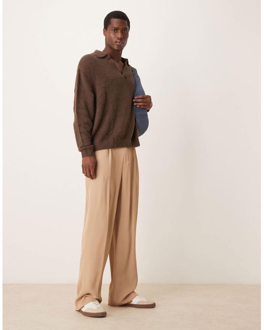ASOS – strukturierter strickpullover in Brown für Herren