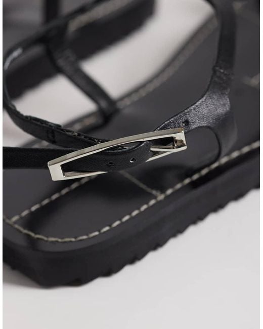 ASOS Metallic Filomena Premium Whipstitch Skinny Toe Loop Sandal