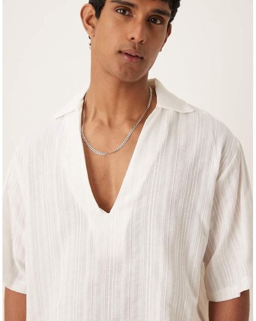 Camicia Oversize Leggera Bianca Testurizzata di ASOS in Natural da Uomo